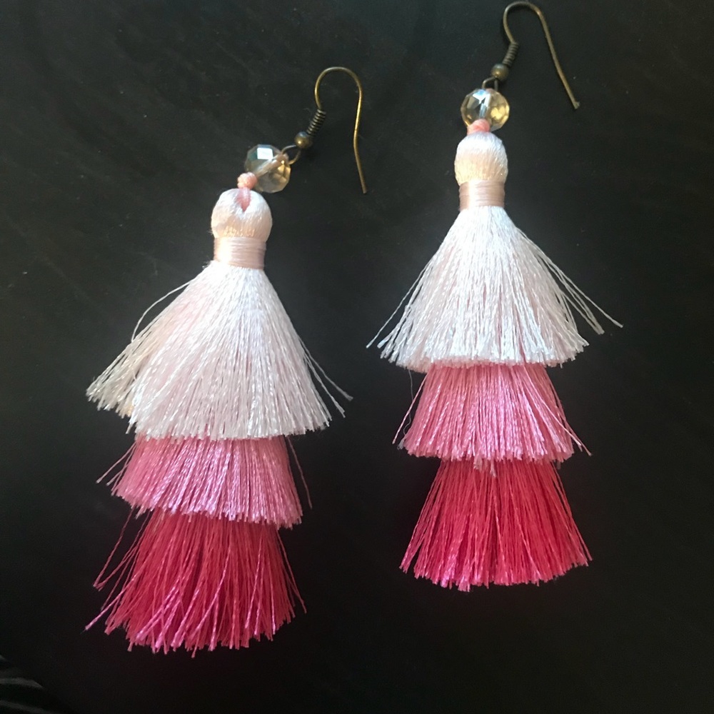 Pink tassel earrings